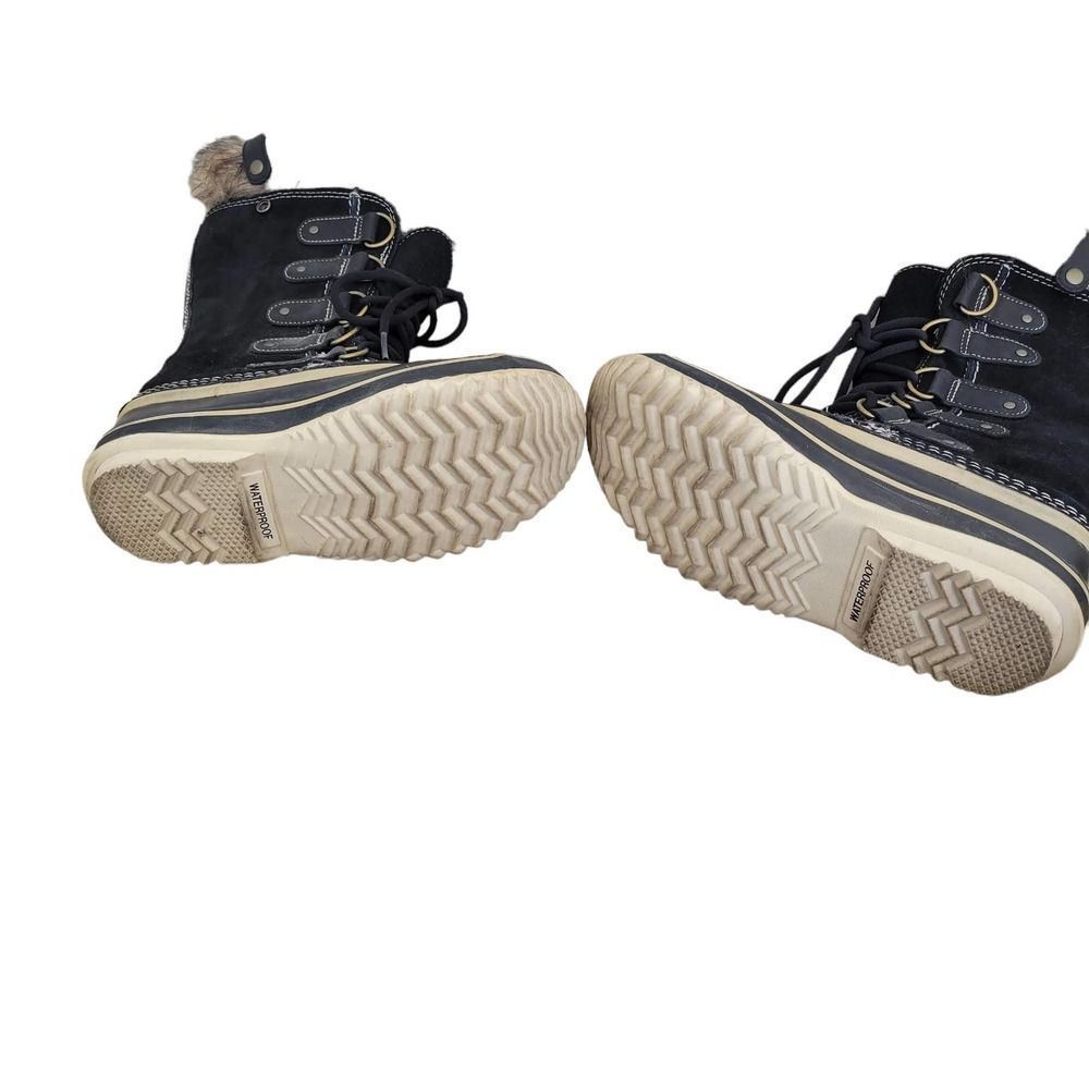 Sorel Joan of Artic Black Mid Calf Faux Fur Boots Women's US 6 SL1540-010 - Picture 7 of 9